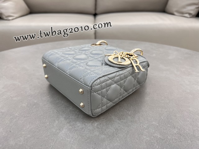 Dior专柜新款Lady女包迪奥高仿原单三格羊皮珠光灰Classic Lady戴妃包 djfk1276